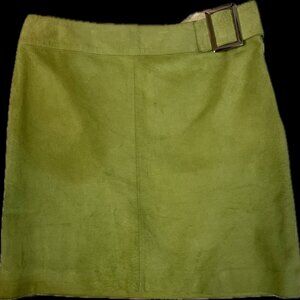 Worth Y2K Bright Green Genuine Suede Large Belt Mini Skirt 4
